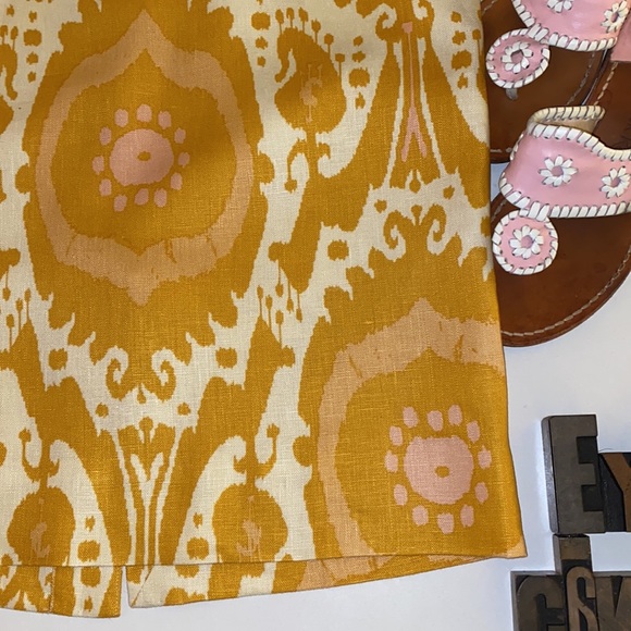 J. CREW Woman’s Linen Ochre ‘Ikat’ Straight Pencil Skirt in Paisley Print - Picture 8 of 10
